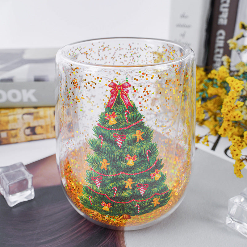 Doppelschicht-Glasbecher-Küchen-Gadgets im kreativen Weihnachts stil