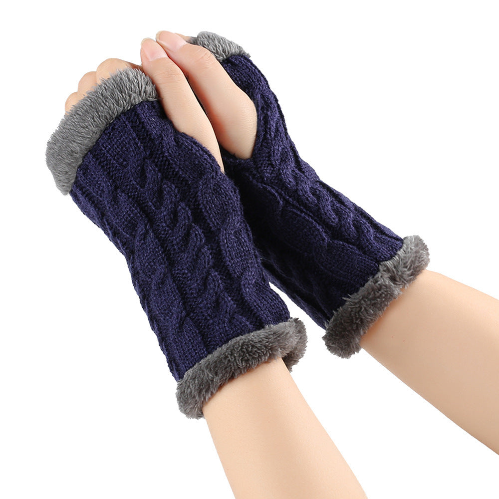 Winter Plüsch Handschuhe Twist Gestrickte Finger lose Fleece Handschuhe Frauen Warme Verdickte Woll handschuhe