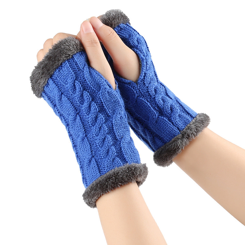 Winter Plüsch Handschuhe Twist Gestrickte Finger lose Fleece Handschuhe Frauen Warme Verdickte Woll handschuhe