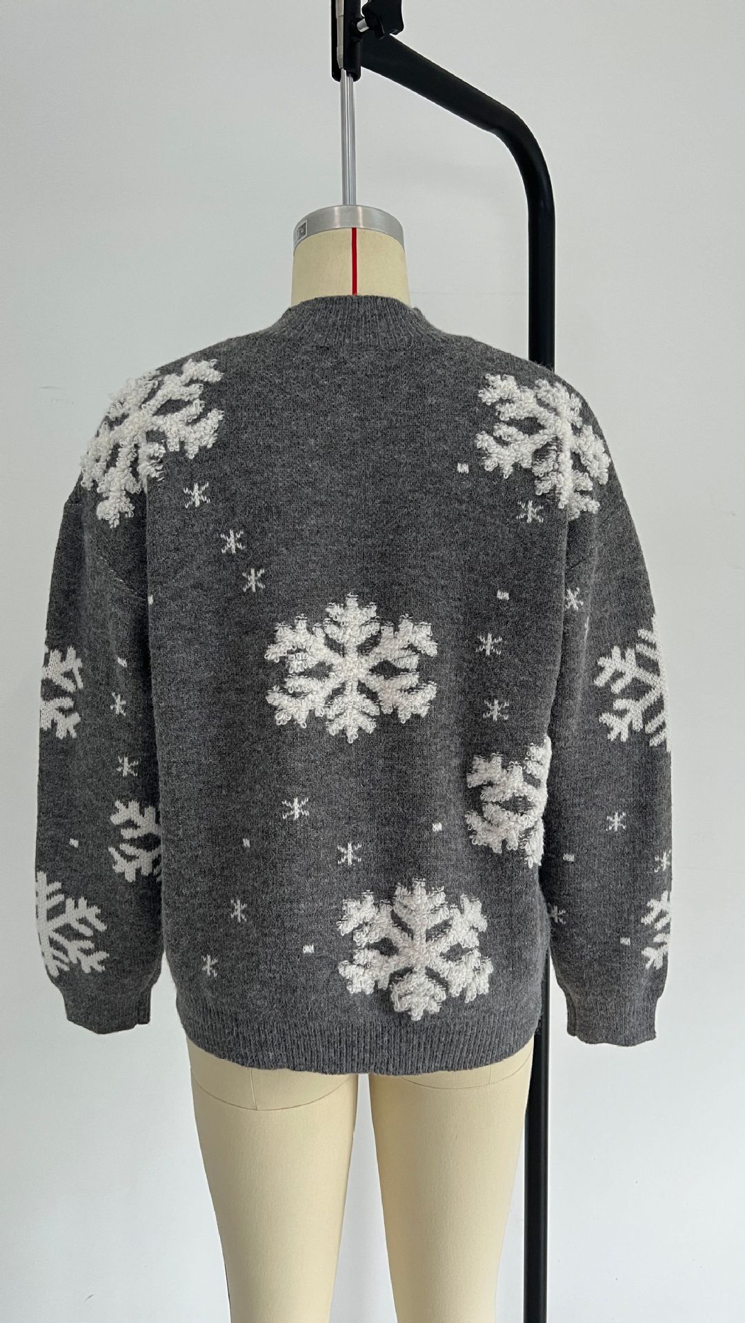 Schneeflocke Handtuch Stickerei Halb hoher Kragen Lange Ärmel Damen Weihnachts pullover