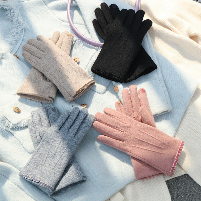 Damen Winter Vlies Ausgekleidet gepolsterte warme Keeping Finger Handschuhe