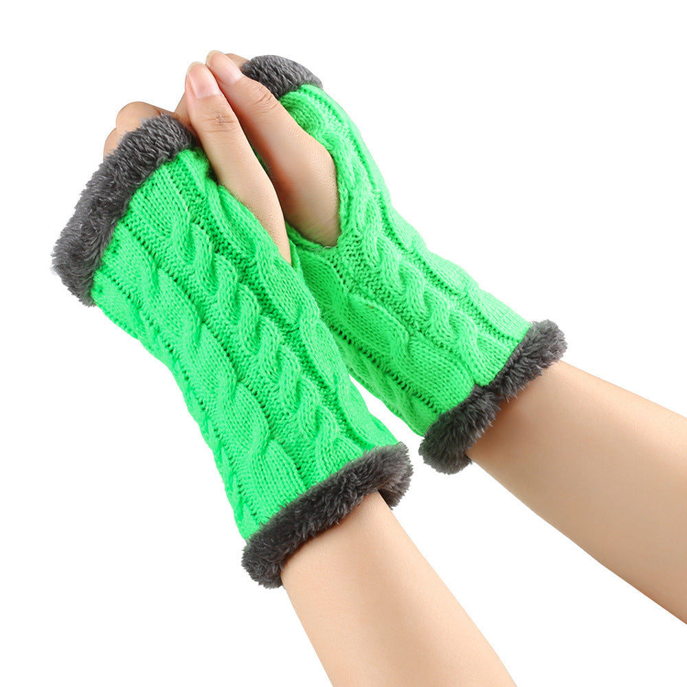 Winter Plüsch Handschuhe Twist Gestrickte Finger lose Fleece Handschuhe Frauen Warme Verdickte Woll handschuhe