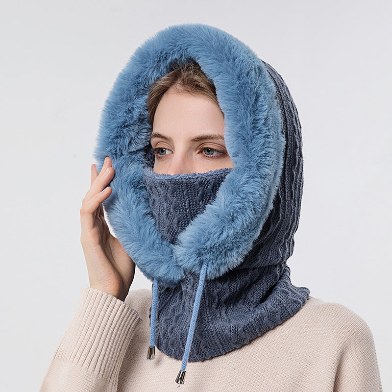 Winter Dicke Plüsch Hut Mit Schal Winddicht Warm Knit Hüte Mit Kapuze Für Frauen