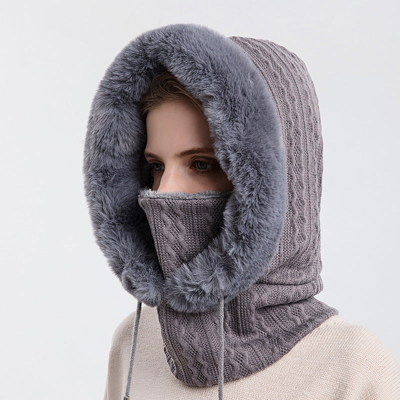 Winter Dicke Plüsch Hut Mit Schal Winddicht Warm Knit Hüte Mit Kapuze Für Frauen