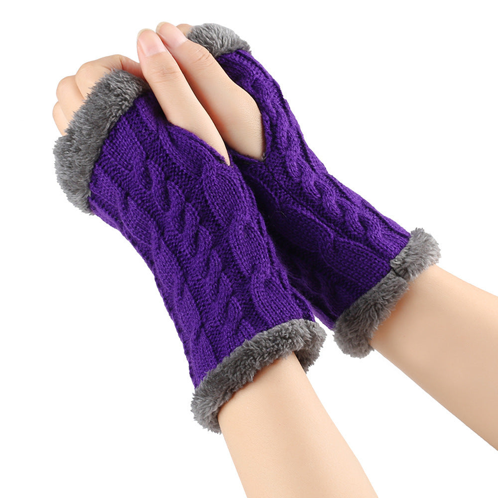 Winter Plüsch Handschuhe Twist Gestrickte Finger lose Fleece Handschuhe Frauen Warme Verdickte Woll handschuhe