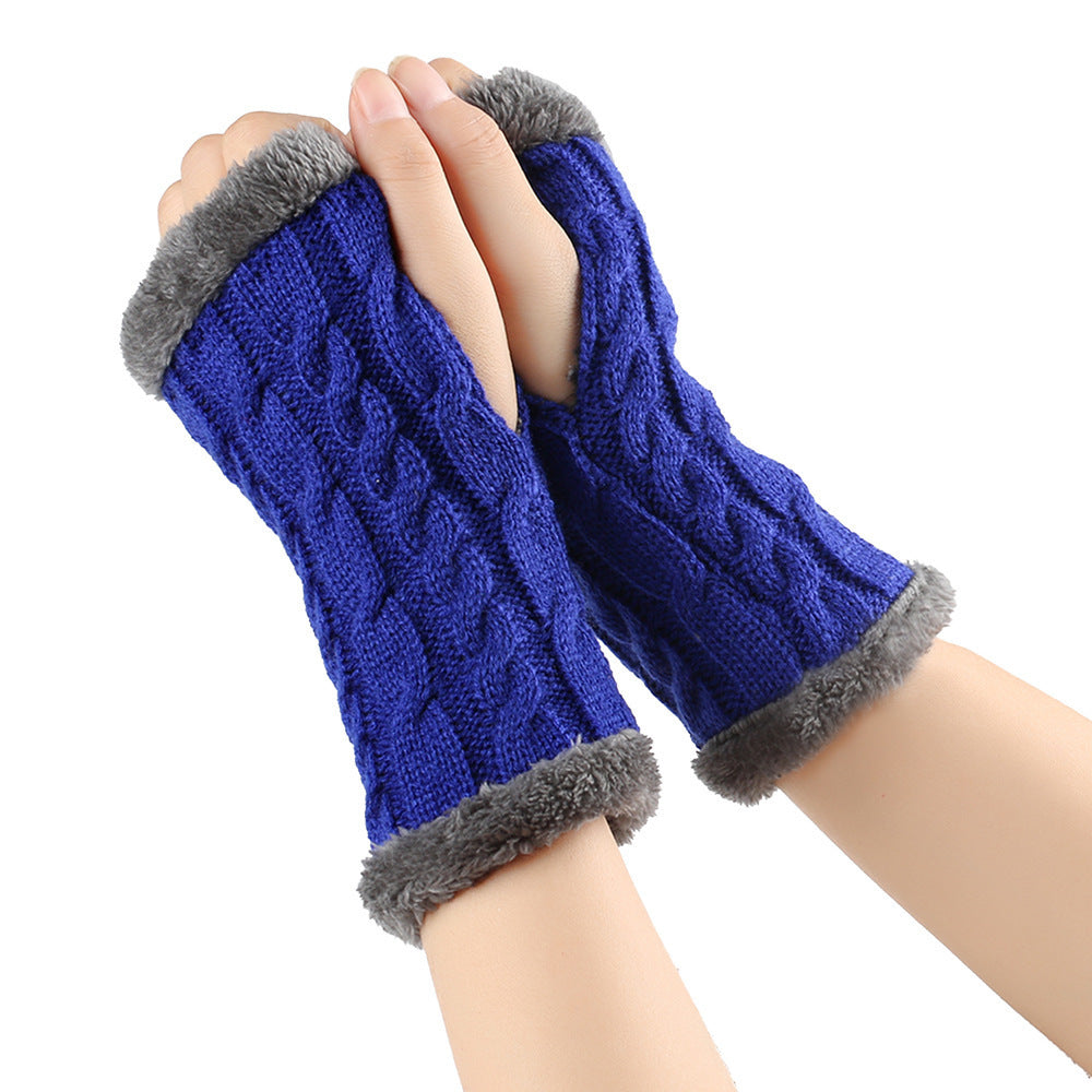 Winter Plüsch Handschuhe Twist Gestrickte Finger lose Fleece Handschuhe Frauen Warme Verdickte Woll handschuhe